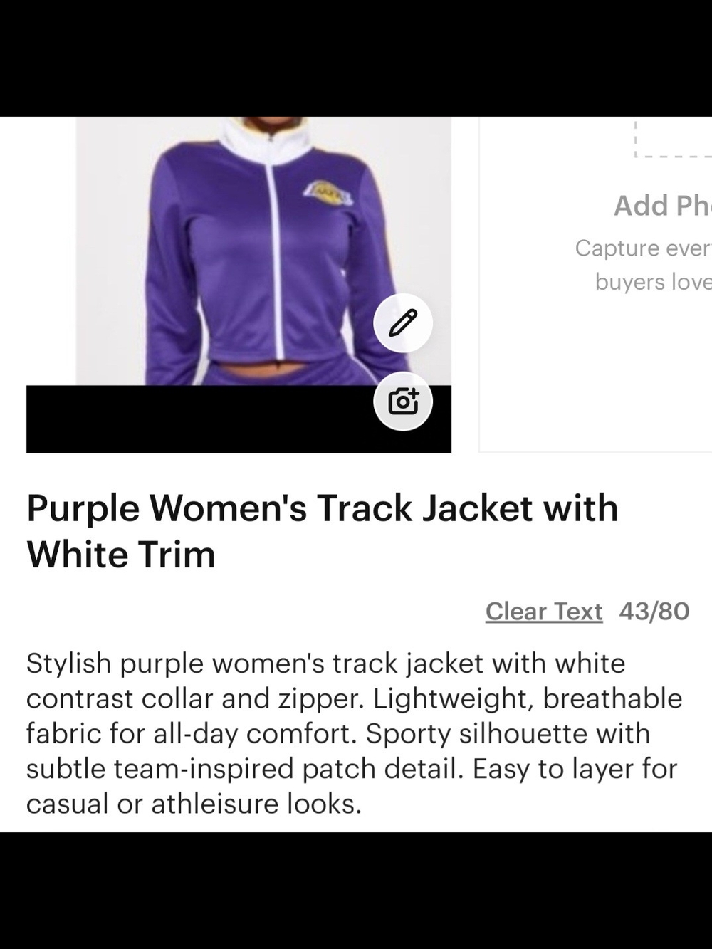 NBA Women's Purple Bomber Jacket with White Trim